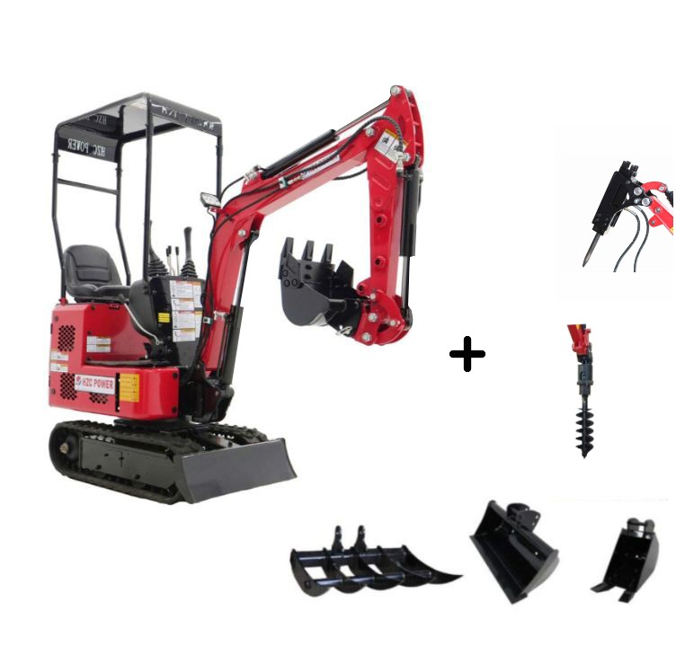 HZC Power Minibagger SBKB765K – Benzin, 866 kg, mit Dach, schmale Ausführung-Neu