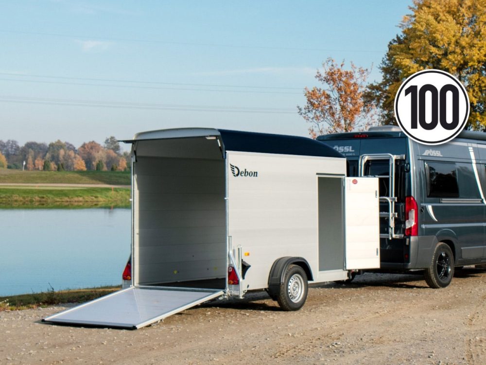 Debon Kofferanhänger Cargo 148x295cm H:190cm 1,3t|Alu|Polybug|Tür|schwarz-Neu