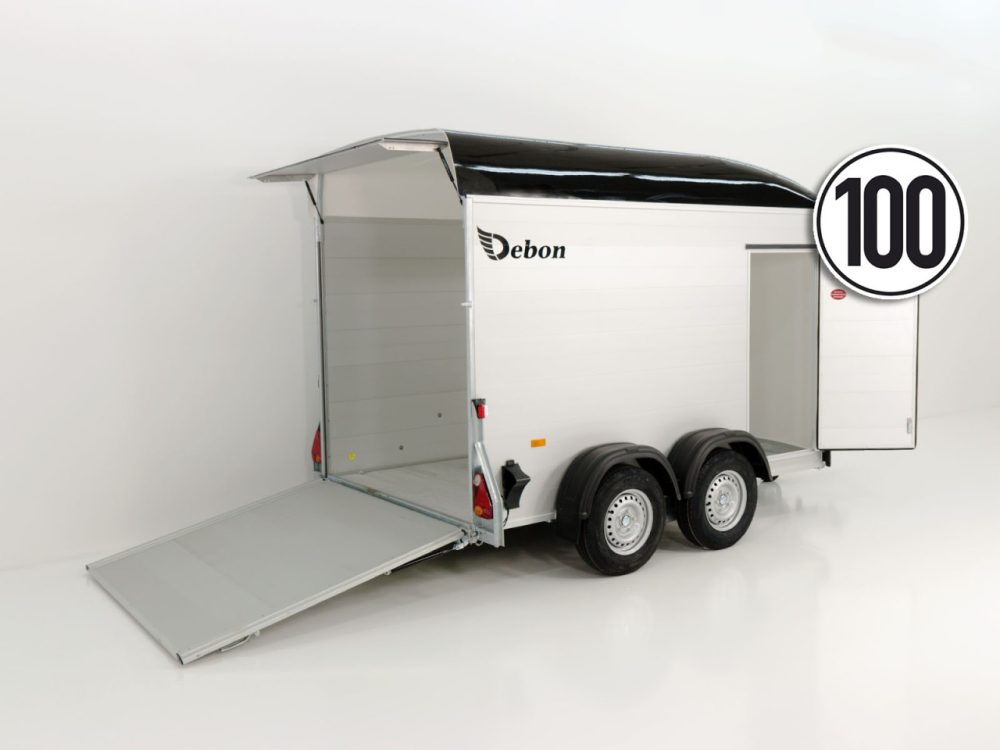 Debon Kofferanhänger Cargo 163x300cm H:200cm 2,0t|Alu|Polybug|Tür|schwarz-Neu