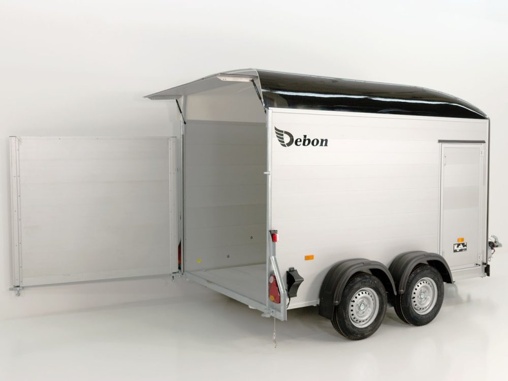 Debon Kofferanhänger Cargo 163x300cm H:200cm 2,0t|Alu|Polybug|Tür|schwarz-Neu – Bild 3