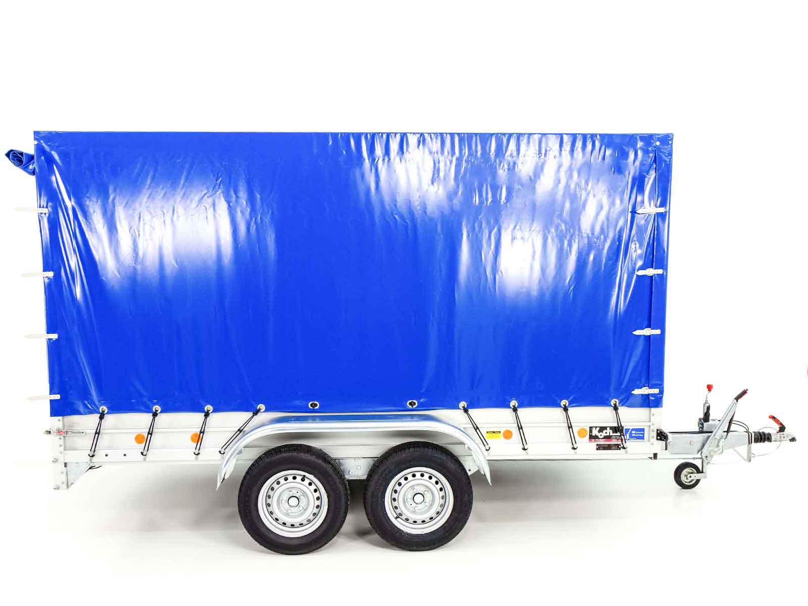 Anhänger Koch mit Plane 150x350cm 2600kg|Typ 8.26|Hochplane 180cm Blau-Neu