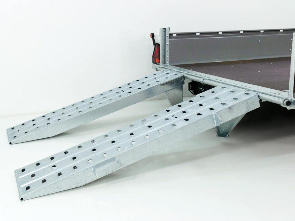 Vezeko Baumaschinenanhänger BA 190x390cm 3,5t|grau|Schwenk-Rampen|SB-Neu – Bild 4