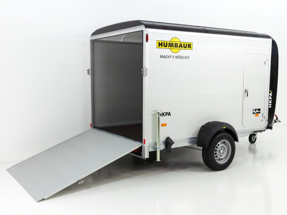 Humbaur Kofferanhänger HKPA 177×328 H180 1,5t|Alu|Polybug|Seitentür|12 Zoll-Neu