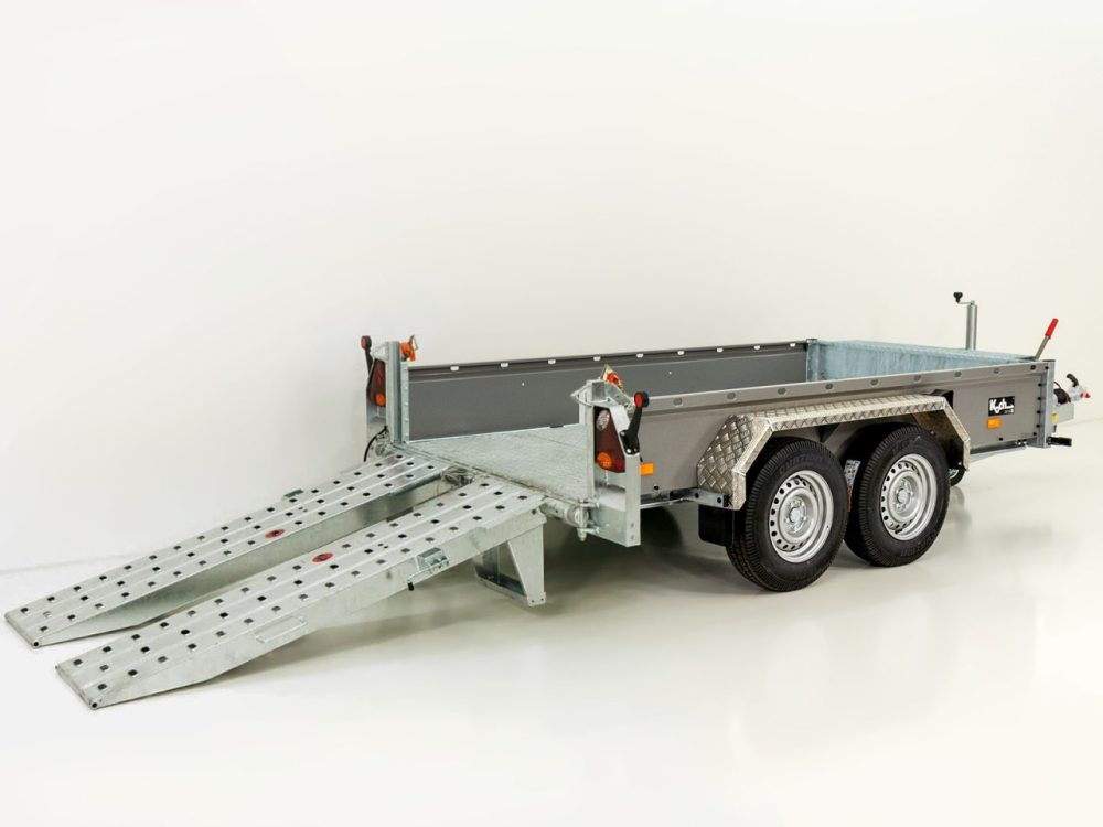 Vezeko Baumaschinenanhänger BA 155x360cm 3,5t|SB|Schwenk-Rampen|grau-Neu