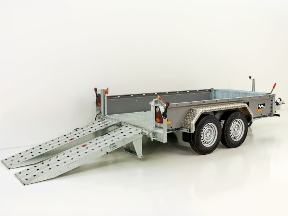 Vezeko Baumaschinenanhänger BA 175x360cm 3,5t|SB|Schwenk-Rampen|grau-Neu