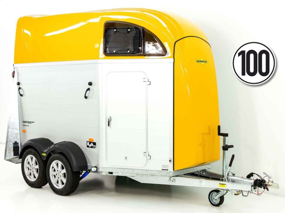 Humbaur Pferdeanhänger XANTHOS AERO 2400|gelb|Sattelkammer|Alufelgen-Neu