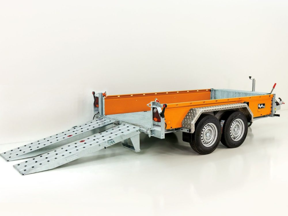 Vezeko Baumaschinenanhänger BA 155x302cm 3,5t|SB|Schwenk-Rampen|orange-Neu