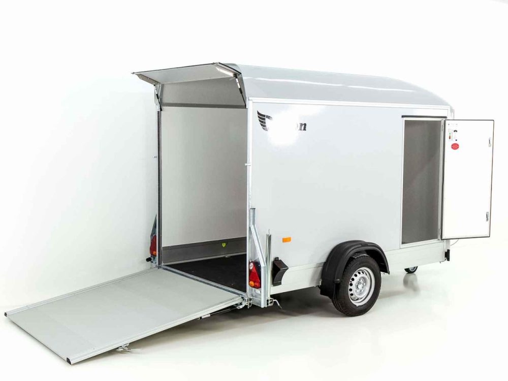 Debon Kofferanhänger C300 148x295cm H:190cm 1,3t| Polybug|Tür|grau-Neu