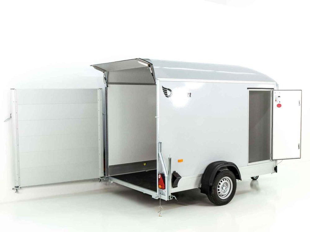 Debon Kofferanhänger C300 148x295cm H:190cm 1,3t| Polybug|Tür|grau-Neu – Bild 7