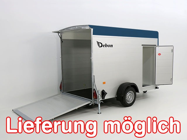 Debon Kofferanhänger Cargo 148x295cm H:190cm 1,3t|Alu, Polybug|Tür|blau-Neu – Bild 4