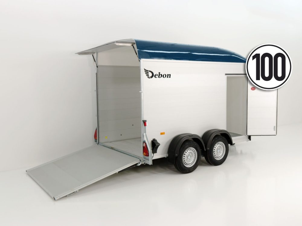 Debon Kofferanhänger Cargo 163x300cm H:200cm 2,0t|Alu|Polybug|Tür|blau-Neu
