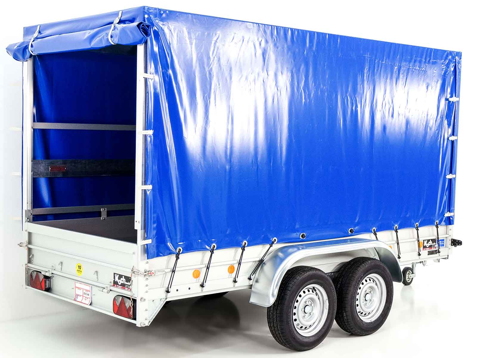 Anhänger Koch mit Plane 150x350cm 2600kg|Typ 8.26|Hochplane 180cm Blau-Neu – Bild 3
