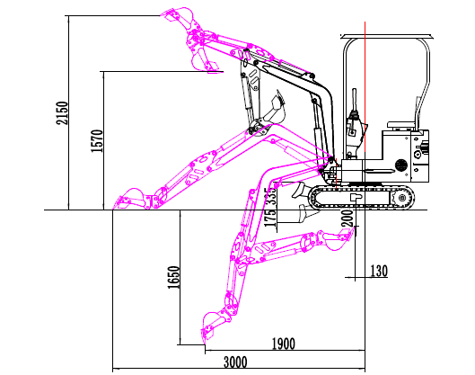 HZC Power Minibagger SBKB765K – Benzin, 866 kg, mit Dach, schmale Ausführung-Neu – Bild 7