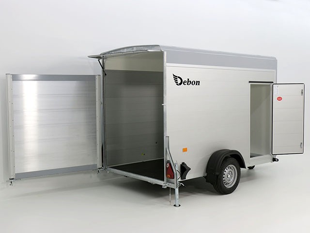 Debon Kofferanhänger Cargo 148x295cm H:190cm 1,3t|Alu, Polybug|Tür|grau-Neu – Bild 2