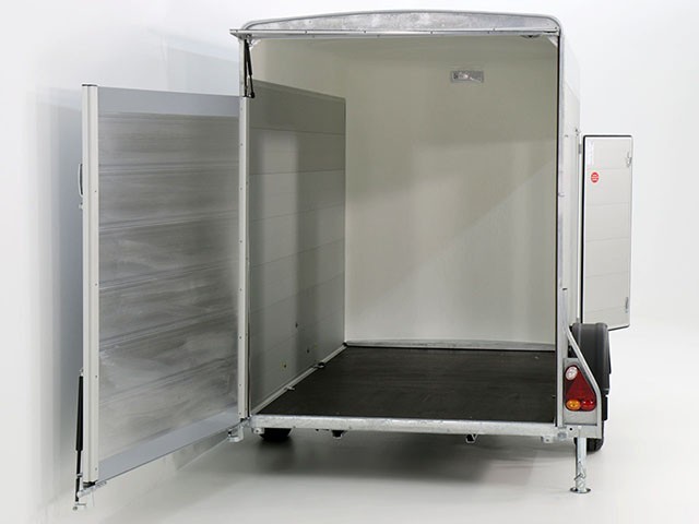 Debon Kofferanhänger Cargo 148x295cm H:190cm 1,3t|Alu, Polybug|Tür|grau-Neu – Bild 4